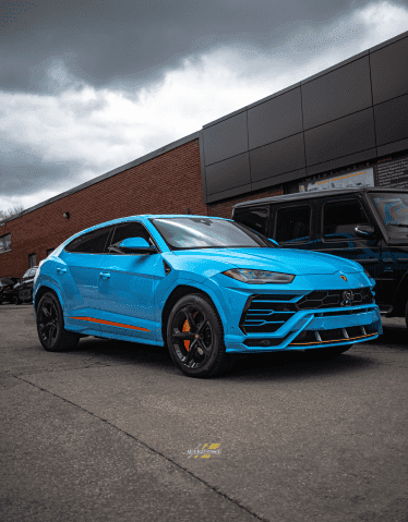 Blue Lamborghini Urus showcasing luxury SUV design and performance at Toronto Lamborghini Repair